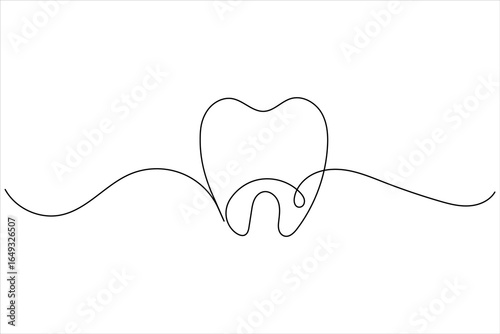 Tooth icon continuous line drawing minimalist dental vector illustration
