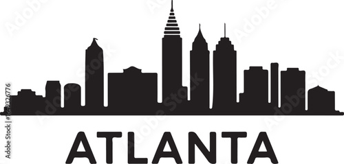 Atlanta Skyline Silhouette Vector on White Background
