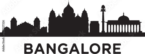 Bangalore Skyline Silhouette Vector on White Background