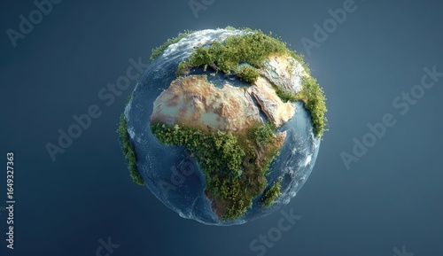 Earth globe, detailed, lush vegetation