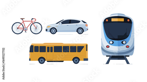 Diverse modes of transportation for daily commuting.