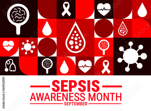sepsis awareness month Geometric shape pattern background, banner, card or poster design template is observed every year during September, to raise awareness about the mission. Vector illustration.
