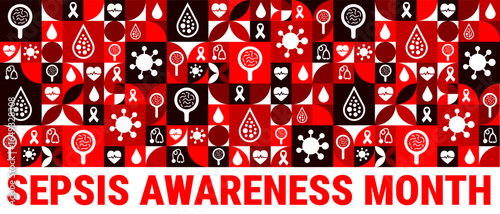 sepsis awareness month Geometric shape pattern background, banner, card or poster design template is observed every year during September, to raise awareness about the mission. Vector illustration.