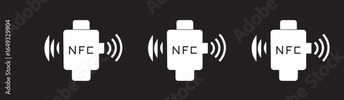 NFC bracelet connected icon simple illustration collection. thin flat outline style vector sign
