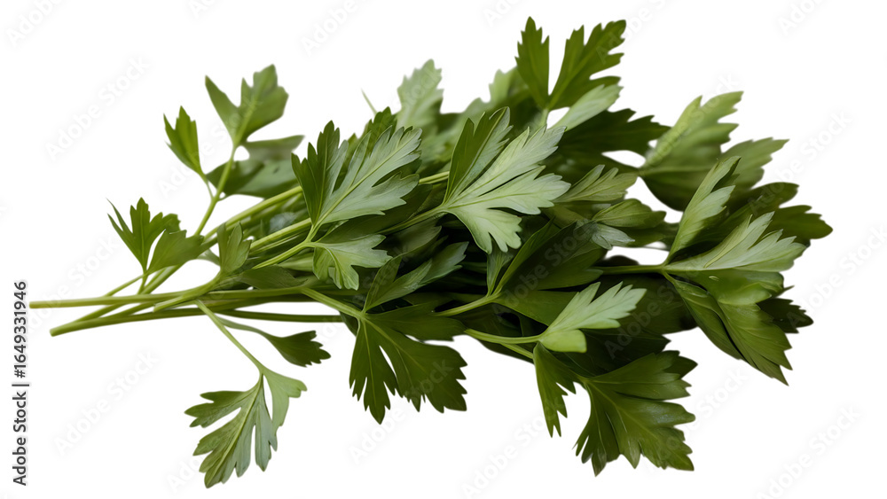 Fototapeta premium Fresh parsley bunch isolated on transparent background for culinary use and healthy eating