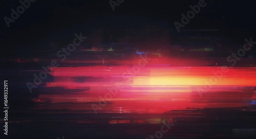 Colorful glitch distortion with RGB shifts and static noise overlay, generative ai