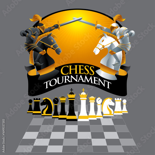 Vector related to chess tournament element. With solid color background.