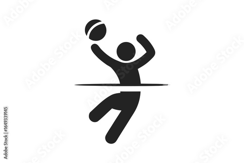 Water Polo Player Icon Performing a Throw Black Silhouette on White Background