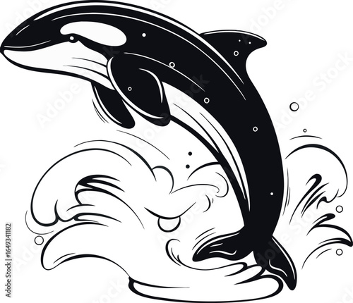 Vector cartoon silhouette illustration of a dolphin symbol or mascot design