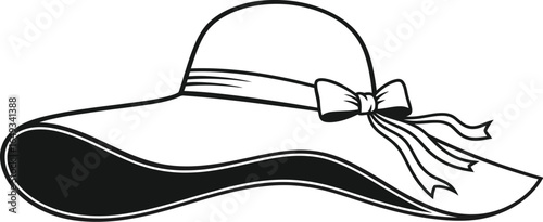 Elegant sun hat with ribbon on white, summer fashion accessory