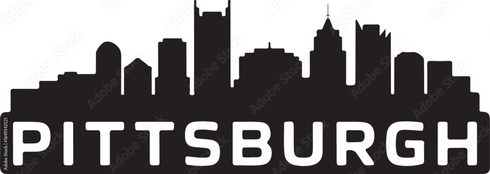 Fototapeta premium Pittsburgh Skyline Silhouette Vector on White Background