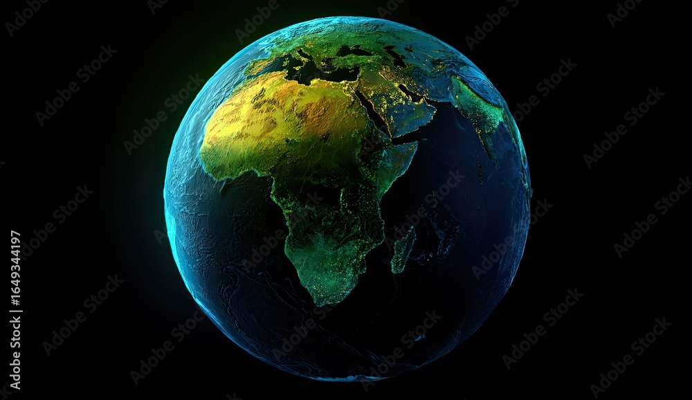 Fototapeta premium Detailed Earth globe, vibrant colors