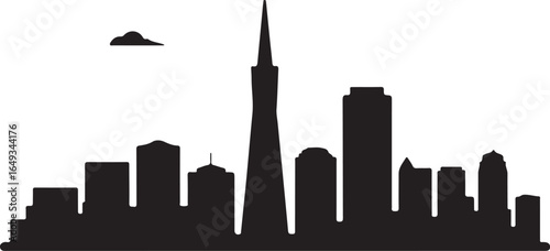 San Francisco Skyline Silhouette Vector on White Background