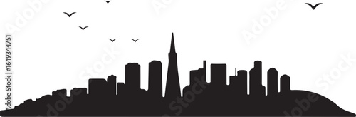 San Francisco Skyline Silhouette Vector on White Background