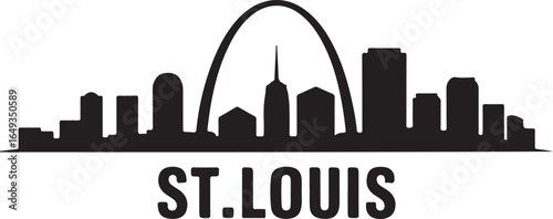 St. Louis Skyline Silhouette Vector on White Background