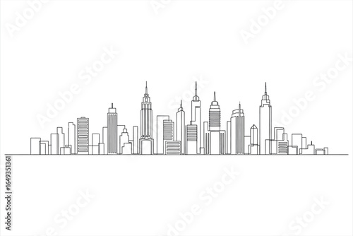 Minimalist urban cityscape outline illustration