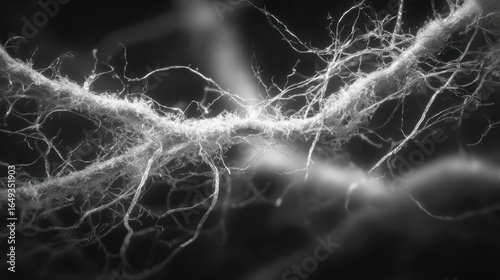 Exploring neural pathways microphotography scientific study black and white close-up view neurobiology concepts