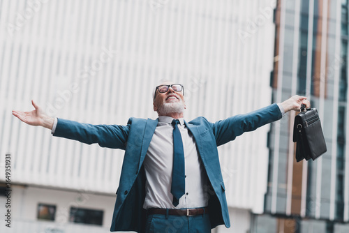 Photography Confident business professional enjoying success in the urban cityscape