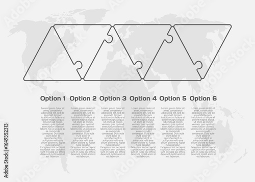 Six steps line infographic, puzzle diagram
