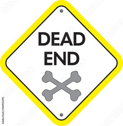 Yellow and White Traffic Signal Dead End Sign Vector Design
