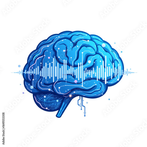 Analyzing brain waves in a digital environment visual representation of sound patterns and neural activity