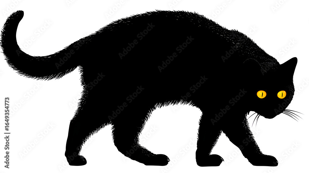 Obraz premium Black Cat Silhouette, isolated on transparent background