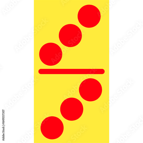 Isolated double-four domino tile in yellow and red, representing classic board games, strategy, and recreational fun.