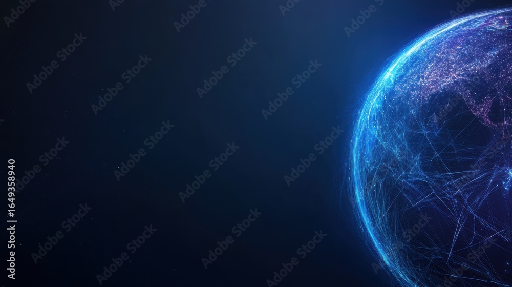 Fototapeta premium Stunning Earth Display with Network Connections and Dark Background