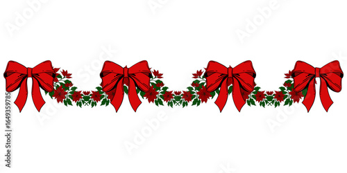 Beautiful red poinsettia flower, traditional Christmas plant symbol of the holiday season. Festive winter illustration greeting cards, invitations, decorations, posters, clipart