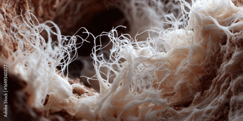 Exploring microscopic fungal mycelium growth natural habitat macro photography dark environment close-up biological wonders