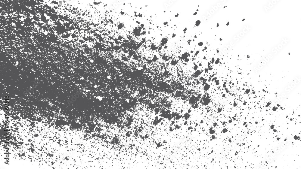 Obraz premium Black coal dust particles texture isolated on white for design use. Powdered coal dust texture top view in black on white background. 