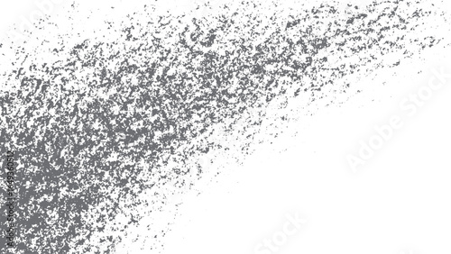 Isolated black coal dust texture top view on clean white background. Black powder dust texture with coal particles on white background