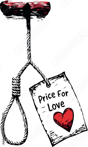 Hand drawn heart pendant necklace with gold and diamond jewelry design symbolizing love and valentine gift