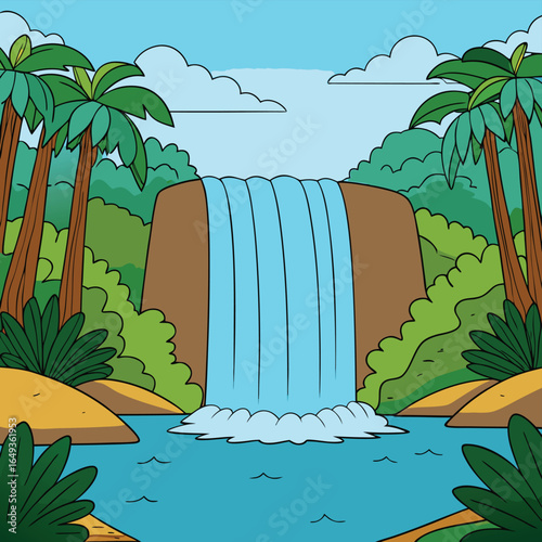 waterfall in tropical forest  .eps