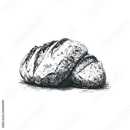 Textured Loaves of Bread in Sketch Style