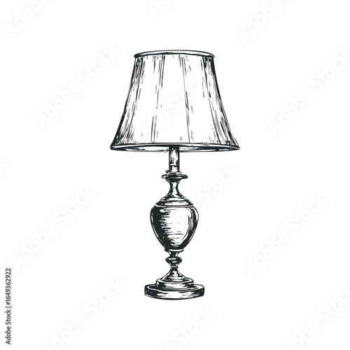 Hand Drawn Sketch of a Classic Table Lamp with Elegant Base