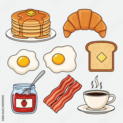 Vector breakfast food set