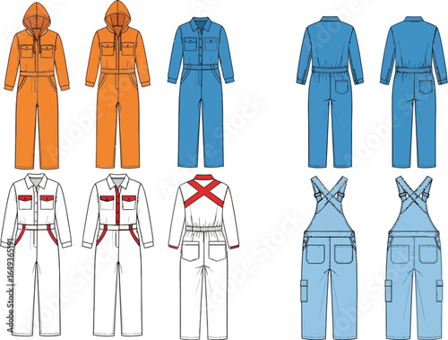 Fashionable overalls clothing on white VECTOR