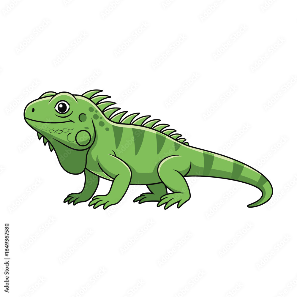 Fototapeta premium Iguana cartoon character isolated on a white background