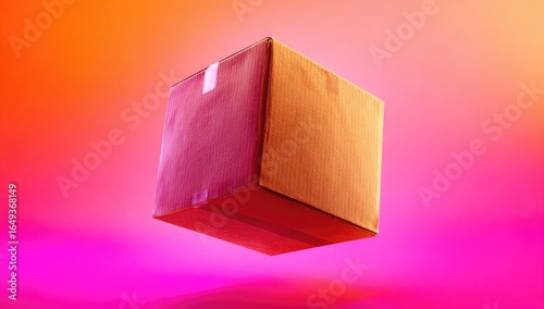 Floating package box. Vivid colors