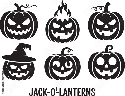 Spooky Halloween Jack-o'-Lanterns for festive holiday designs