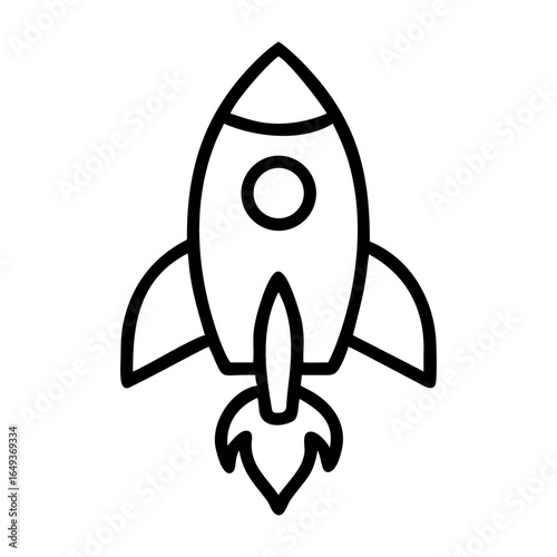 Simple outline drawing of a rocket ship launching