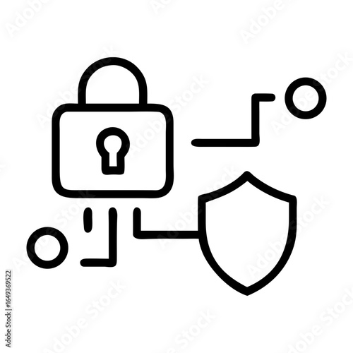 Digital security and data protection concept with lock and shield icons