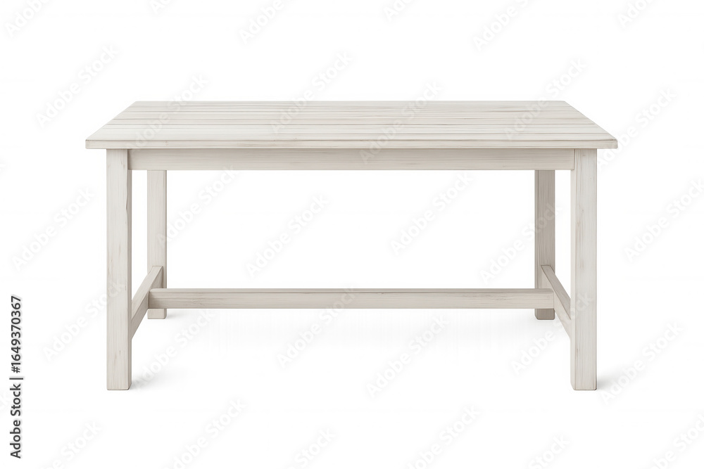 White wooden table featuring minimalist design, floating on transparent backdrop, ideal for interior styling and product showcasing White wooden table featuring minimalist design, floating on transparent backdrop, ideal for interior styling and product showcasing