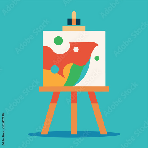 art easel with colorful painting   (1).eps