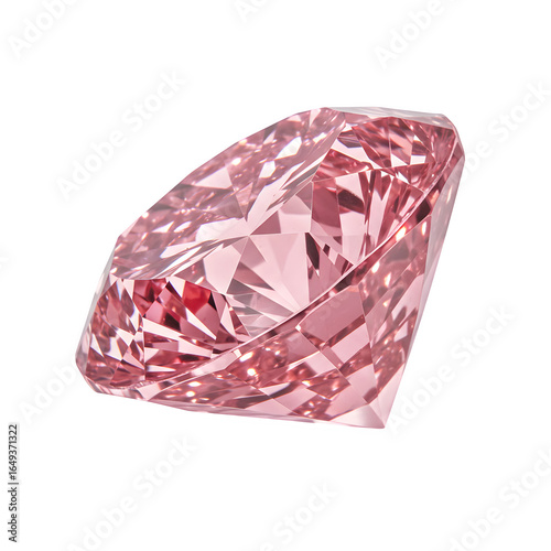 A stunning pink diamond with brilliant facets and a captivating shine. isolated on white or transparent background. PNG format.
