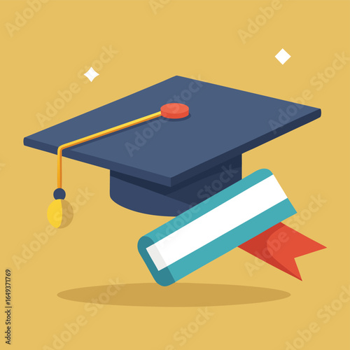 graduation cap with flying diploma   (1).eps