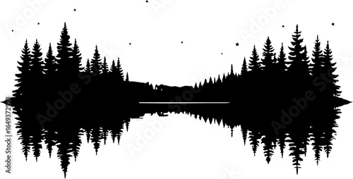 "Forest Landscape in Fish Silhouettes – Double Exposure Nature Art Set" vector graphics