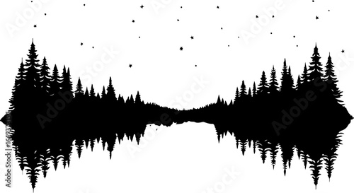 "Forest Landscape in Fish Silhouettes – Double Exposure Nature Art Set" vector graphics