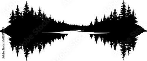 "Forest Landscape in Fish Silhouettes – Double Exposure Nature Art Set" vector graphics